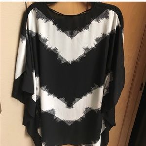 Black and white poncho top
